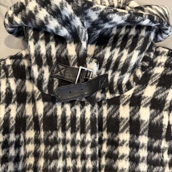Cole Haan Houndstooth Cocoon Wool Blend Coat Black and White Size 4 - Picture 6 of 13